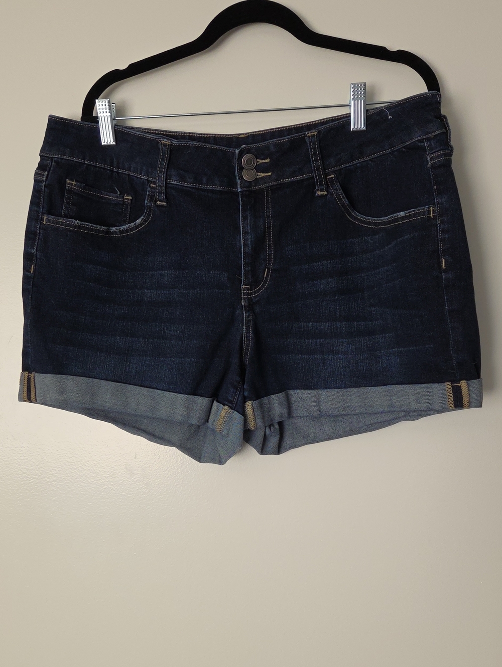 SO Dark Wash Denim Roll-Cuff Shorts